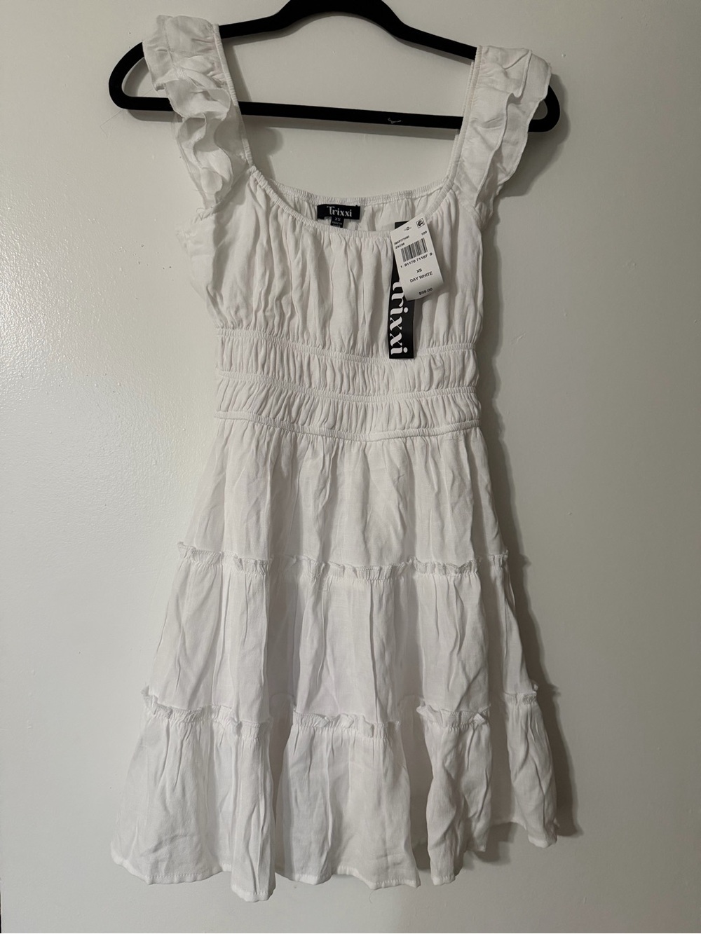 Trixxi Girls' White Tiered Ruffle Strap Dress